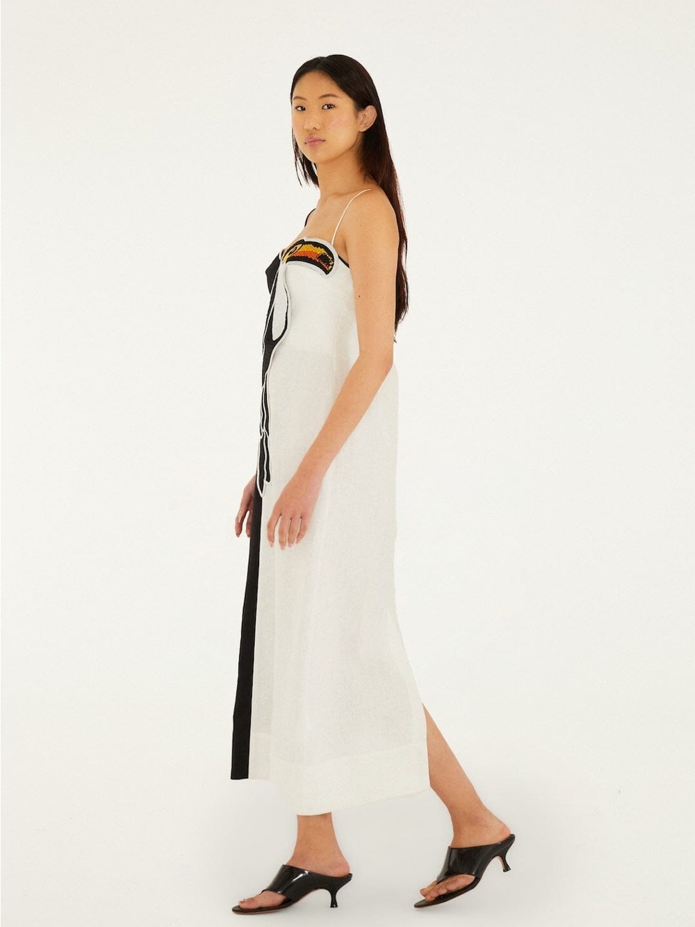 FARM Rio Black & White Embroidered Toucan Sleeveless Maxi Midi Dress S Small - Picture 4 of 7